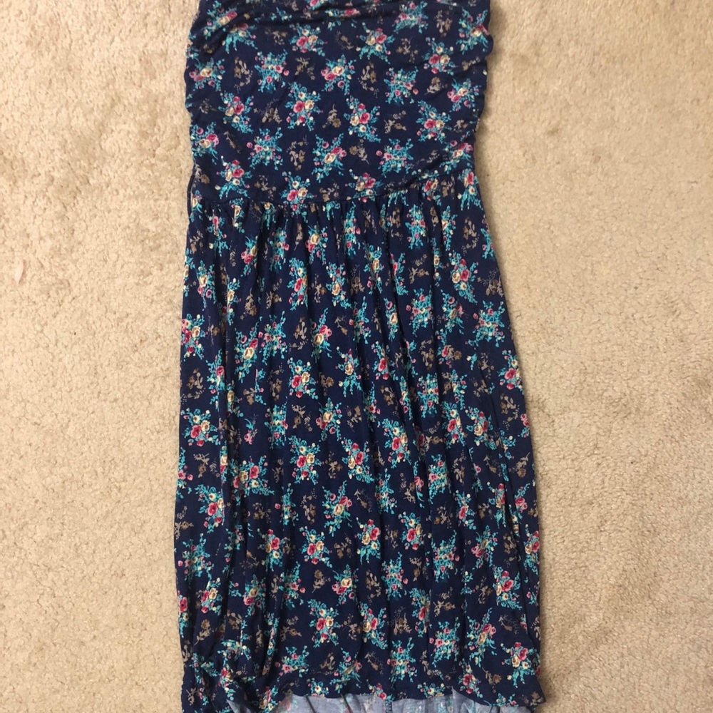 Floral Hi Low Strapless Dress